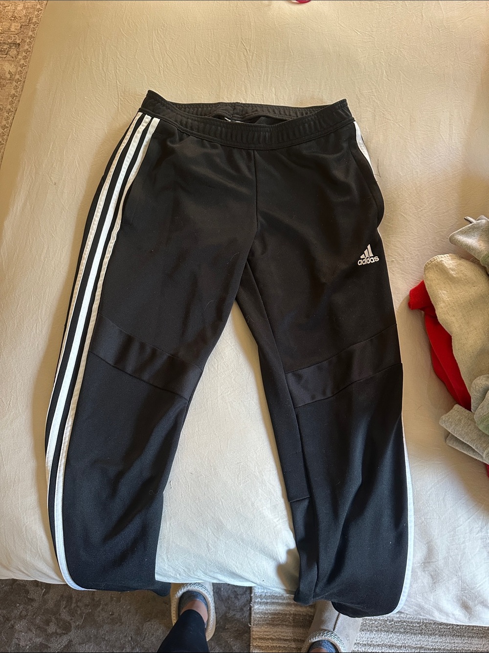 adidas woman’s Black Joggers with White Side Stripes